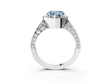 White gold Fancy Blue Heart Cut Halo Diamond Engagement Ring with Split Shank Band and Four-Prong Setting_15