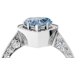 White gold Fancy Blue Heart Cut Halo Diamond Engagement Ring with Split Shank Band and Four-Prong Setting_16