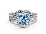White gold Fancy Blue Heart  Cut Halo Diamond Engagement Ring with Split Shank and Four-Prong Setting_20