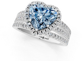 White gold Fancy Blue Heart  Cut Halo Diamond Engagement Ring with Split Shank and Four-Prong Setting_21