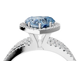White gold Fancy Blue Heart  Cut Halo Diamond Engagement Ring with Split Shank and Four-Prong Setting_23