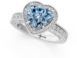 White gold Fancy Blue Heart  Cut Halo Diamond Pave Band Ring with Four-Prong Setting_46