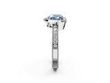 White gold Fancy Blue Heart  Cut Halo Diamond Pave Band Ring with Four-Prong Setting_47