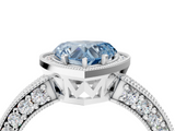 White gold Fancy Blue Heart  Cut Halo Diamond Pave Band Ring with Four-Prong Setting_49