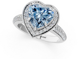 White gold Fancy Blue Heart  Cut Halo Diamond Pave Band with Four-Prong Setting_38