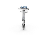 White gold Fancy Blue Heart  Cut Halo Diamond Pave Band with Four-Prong Setting_39