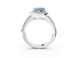 White gold Fancy Blue Heart  Cut Halo Diamond Pave Band with Four-Prong Setting_40