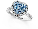 White gold Fancy Blue Heart Cut Halo Diamond Pave Band with Prong Setting_1