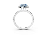 White gold Fancy Blue Heart Cut Halo Diamond Pave Band with Prong Setting_3