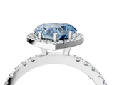 White gold Fancy Blue Heart Cut Halo Diamond Pave Band with Prong Setting_4