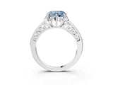 White gold Fancy Blue Heart  Cut Halo Diamond Ring with Channel Set Band and Four-Prong Setting_35