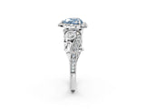 White gold Fancy Blue Heart Cut Halo Diamond Ring with Milgrain and Bezel Accents on a Split Shank Band_26