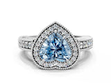 White gold Fancy Blue Heart  Cut Halo Diamond Ring with Pavé Band and Four-Prong Setting_52