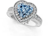 White gold Fancy Blue Heart  Cut Halo Diamond Ring with Pavé Band and Four-Prong Setting_53