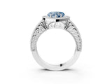 White gold Fancy Blue Heart  Cut Halo Diamond Ring with Pavé Band and Four-Prong Setting_55