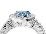 White gold Fancy Blue Heart  Cut Halo Diamond Ring with Pavé Band and Four-Prong Setting_56