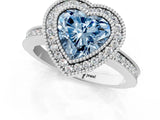 White gold Fancy Blue Heart  Cut Halo Diamond Ring with Pavé Band and Milgrain Prong Setting_33