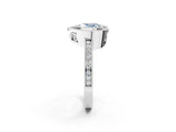 White gold Fancy Blue Heart  Cut Halo Diamond Ring with Pavé Band and Milgrain Prong Setting_34