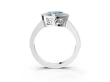 White gold Fancy Blue Heart  Cut Halo Diamond Ring with Pavé Band and Milgrain Prong Setting_35