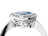 White gold Fancy Blue Heart  Cut Halo Diamond Ring with Pavé Band and Milgrain Prong Setting_36