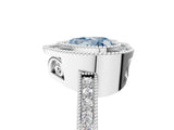 White gold Fancy Blue Heart  Cut Halo Diamond Ring with Pavé Band and Milgrain Prong Setting_37