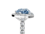 White gold Fancy Blue Heart Cut Halo Diamond Ring with Pavé Band and Three-Prong Setting_17