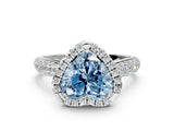 White gold Fancy Blue Heart Cut Halo Diamond Ring with Pavé Band_24