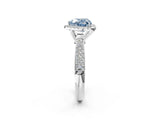 White gold Fancy Blue Heart Cut Halo Diamond Ring with Pavé Band_26