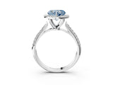 White gold Fancy Blue Heart Cut Halo Diamond Ring with Pavé Band_27