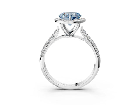 White gold Fancy Blue Heart Cut Halo Diamond Ring with Pavé Band_27