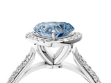 White gold Fancy Blue Heart Cut Halo Diamond Ring with Pavé Band_28