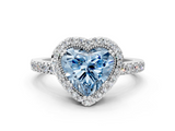 White gold Fancy Blue Heart  Cut Halo Diamond Ring with Pave Band and Four-Prong Setting_24