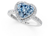 White gold Fancy Blue Heart  Cut Halo Diamond Ring with Pave Band and Four-Prong Setting_25