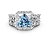White gold Fancy Blue Heart Cut Halo Diamond Ring with Round  Split Shank and Prong Setting_140