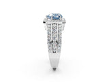 White gold Fancy Blue Heart Cut Halo Diamond Ring with Round  Split Shank and Prong Setting_142