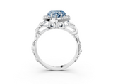 White gold Fancy Blue Heart  Cut Halo Diamond Ring with Scrollwork Band and Four-Prong Setting_119