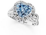 White gold Fancy Blue Heart  Cut Halo Diamond Ring with Scrollwork Band and Four-Prong Setting_121