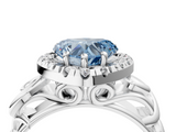 White gold Fancy Blue Heart  Cut Halo Diamond Ring with Scrollwork Band and Four-Prong Setting_123