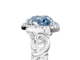 White gold Fancy Blue Heart  Cut Halo Diamond Ring with Scrollwork Band and Four-Prong Setting_125