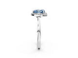 White gold Fancy Blue Heart Cut Halo Diamond Ring with Solitaire Band and Prong Setting_2