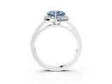 White gold Fancy Blue Heart Cut Halo Diamond Ring with Solitaire Band and Prong Setting_3