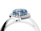White gold Fancy Blue Heart Cut Halo Diamond Ring with Solitaire Band and Prong Setting_4