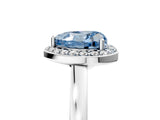 White gold Fancy Blue Heart Cut Halo Diamond Ring with Solitaire Band and Prong Setting_5