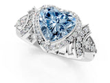 White gold Fancy Blue Heart Cut Halo Diamond Split Shank Engagement Ring with Four-Prong Setting_1