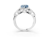 White gold Fancy Blue Heart Cut Halo Diamond Split Shank Engagement Ring with Four-Prong Setting_3