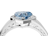 White gold Fancy Blue Heart Cut Halo Diamond Split Shank Ring with Prong Setting_4