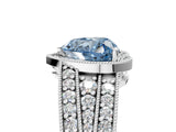 White gold Fancy Blue Heart Cut Halo Diamond Split Shank Ring with Prong Setting_5