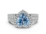 White gold Fancy Blue Heart Cut Halo Pavé Diamond Engagement Ring with Split Shank and Four-Prong Setting_15