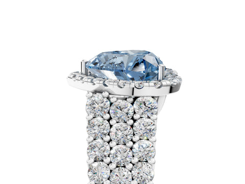White gold Fancy Blue Heart Cut Halo Pavé Diamond Engagement Ring with Split Shank and Four-Prong Setting_8