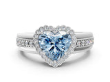 White gold Fancy Blue Heart  Cut Halo Pave Band Four-Prong Ring_48